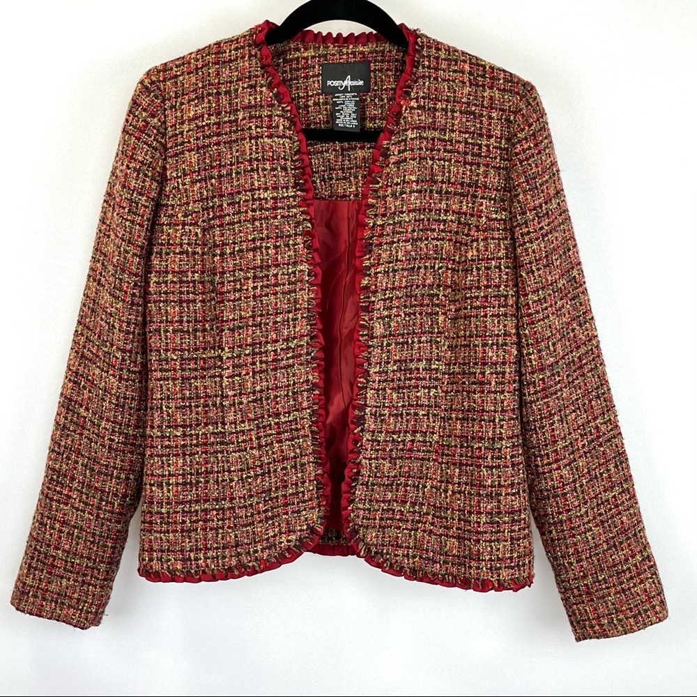 Positive Attitude Open Tweed Blazer Jacket Womens  Size‎ 6